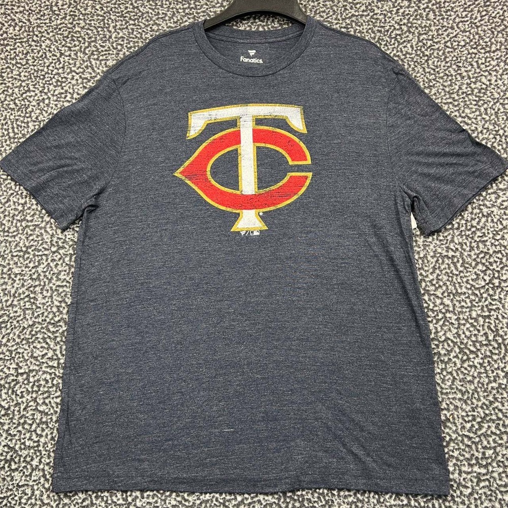 Minnesota Twins Shirt Men Large Gray Fanatics Short Sleeve Crew Neck New L
